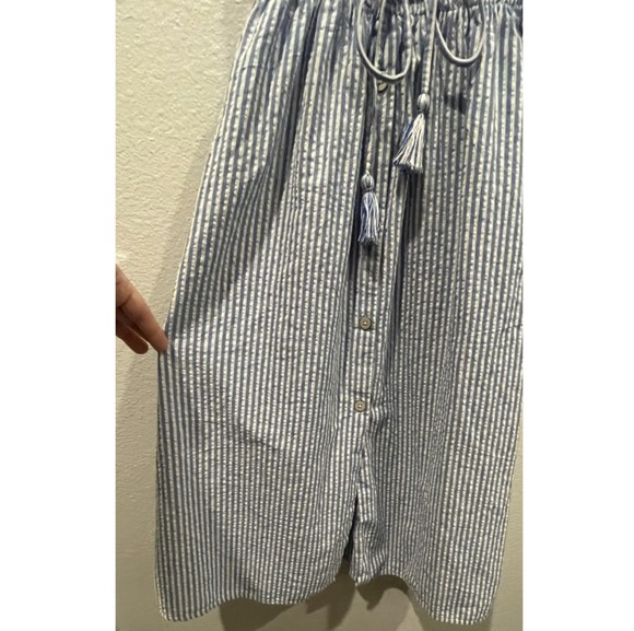 ZARA Blue White Striped Midi Summer Dress - Picture 4 of 5